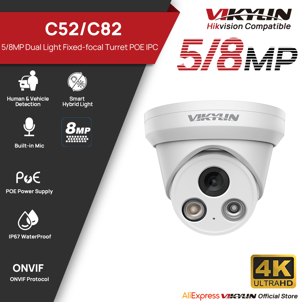 Home Security Lights Outdoors - Caméra IP VIKYLIN 5/8MP 4K à