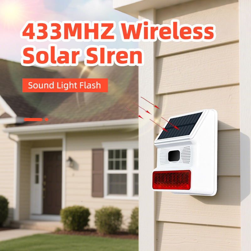 Home Security Lights Outdoors - Sirène d'alarme extérieure sans fil 433