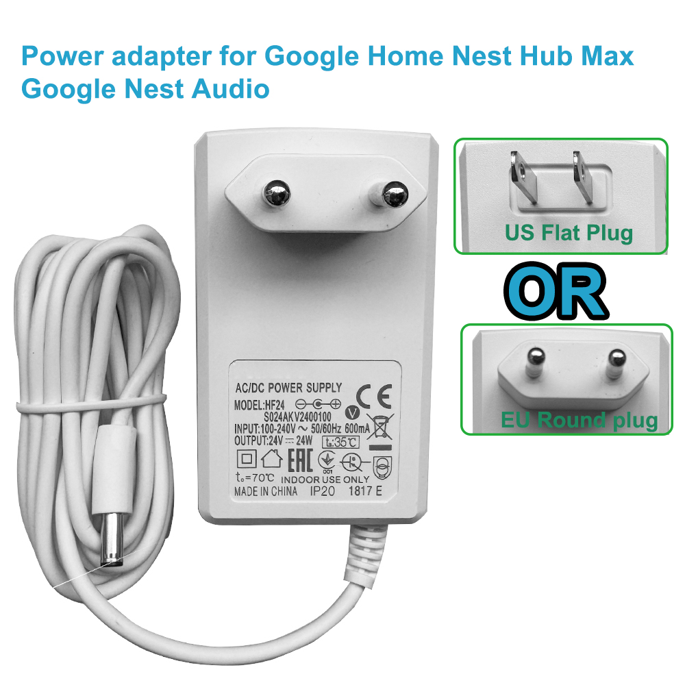 Google Speaker Nest Audio - Adaptateur d'alimentation 24V pour Google Home