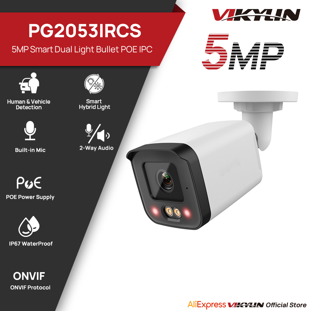 Home Security Lights Outdoors - Caméra de sécurité IP VIKYLIN 5MP