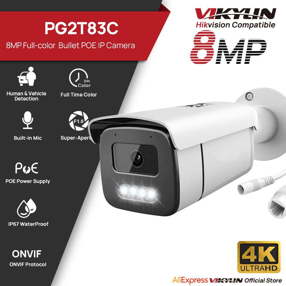 Home Security Options - Caméra IP Bullet Vikylin 8MP Vision