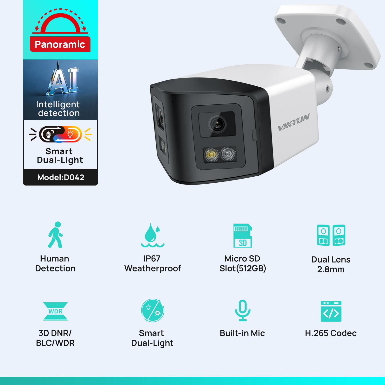 VIKYLIN 170 °   Caméra IP de s - Home Security Lights Outdoors avis et prix